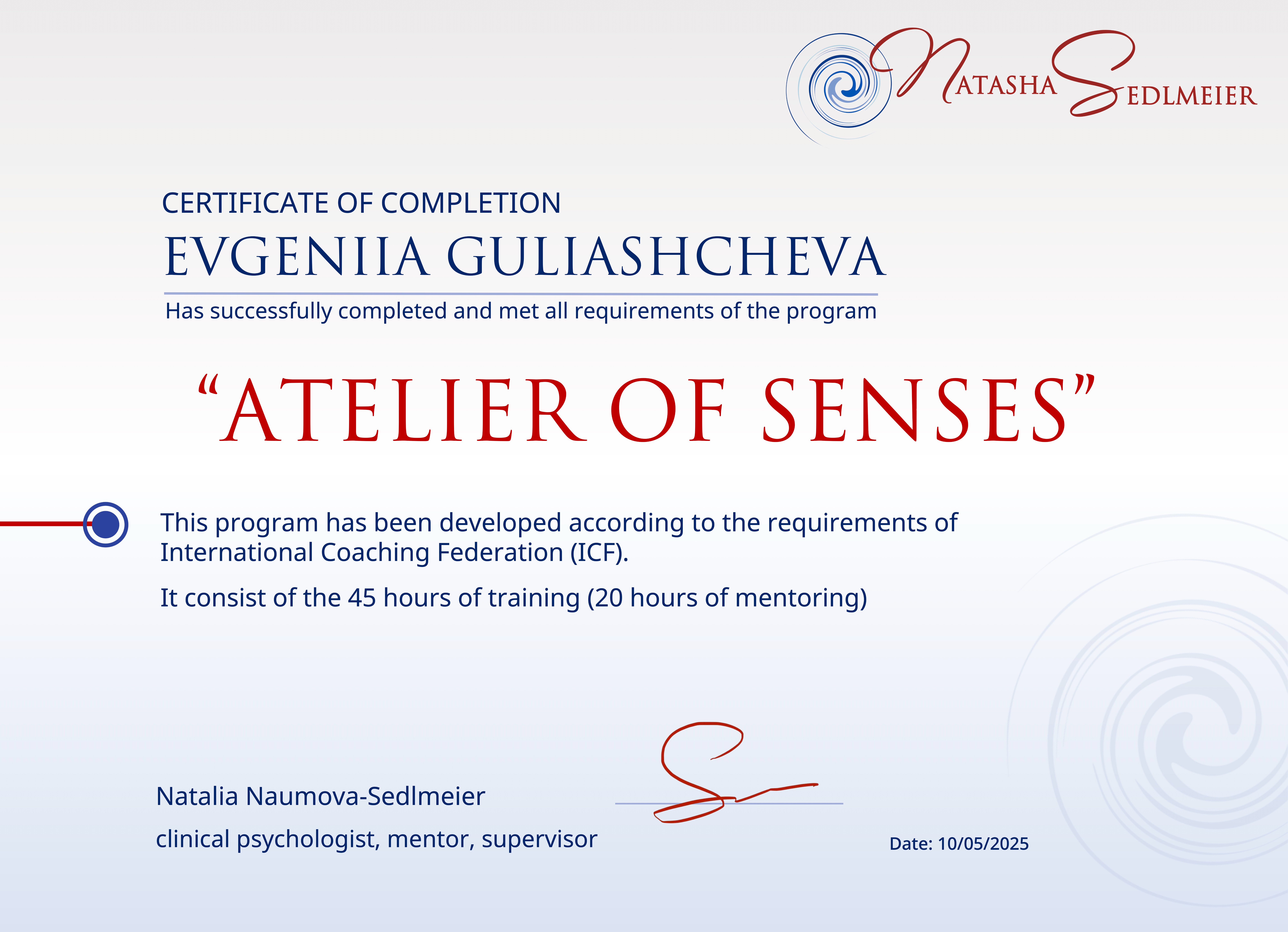 Atelier of Senses, Natasha Sedlmeier
